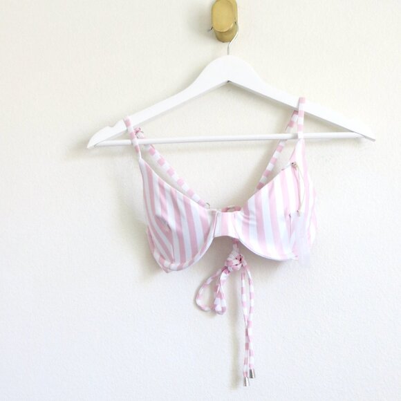 NEW! Kenny Flowers The Boca Underwire Bikini Top Pink White Stripes SZ M - Picture 11 of 15